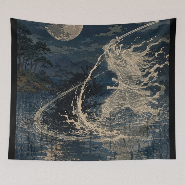 Item preview, Moonlit Duel - Vintage Japanese Ukiyo-e Woodblock Print Style designed and sold by bapupa.