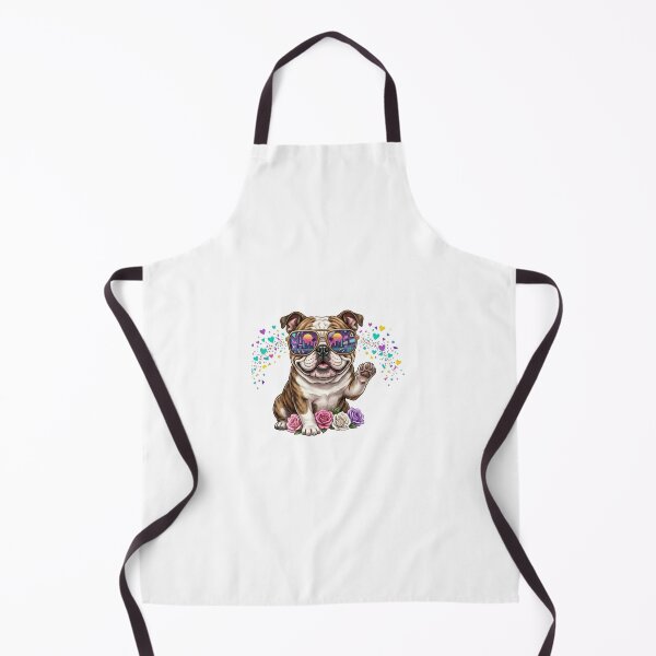 Item preview, Funny Retro Bulldog with Heart Confetti and 90s Sunset Vibes designed and sold by Lucinda86.