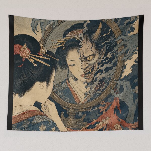Item preview, Hannya Mirror of Malice - Vintage Japanese Ukiyo-e Woodblock Print Style designed and sold by bapupa.