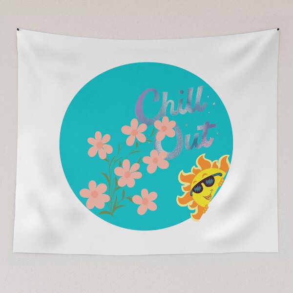 Item preview, Retro Chill Out Summer Quote Teal Circle Graphic designed and sold by Divichan.