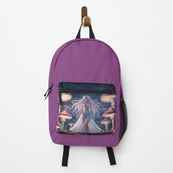 Item preview, Ethereal woman under a starry sky in a field of giant, luminous mushrooms, full of magical atmosphere. designed and sold by FotoworldEdel.