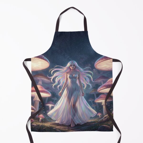 Item preview, Ethereal woman under a starry sky in a field of giant, luminous mushrooms, full of magical atmosphere. designed and sold by FotoworldEdel.