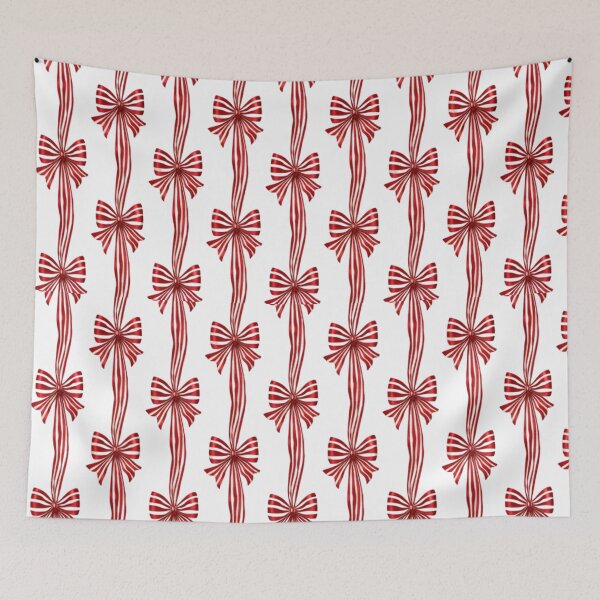 Item preview, Red Striped Ribbon Bow Pattern - Cute Christmas Aesthetic designed and sold by Rangmanch.