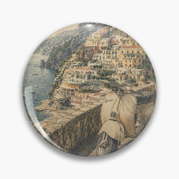 Item preview, Amalfi Coast Vintage Travel Poster T-Shirt | La Dolce Vita Italy Vespa Retro Summer Tee designed and sold by ValentinaHramov.