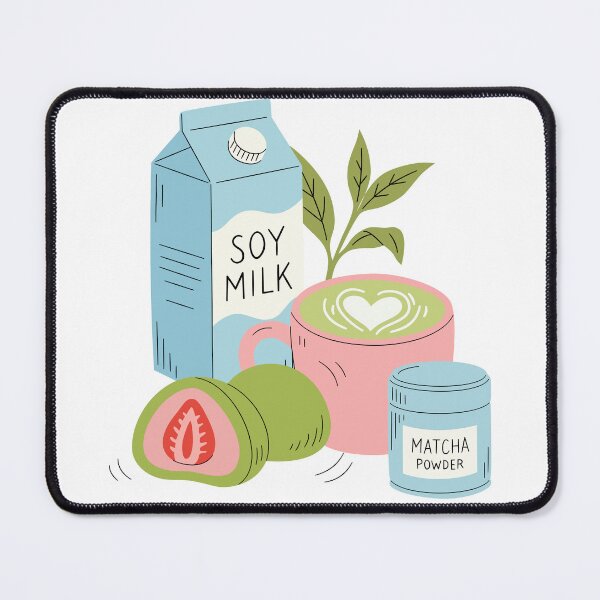 Item preview, Cute Matcha Teatime Aesthetic - Soy Milk & Strawberry Mochi designed and sold by AllaMashycheva.
