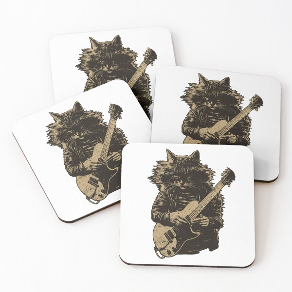 Item preview, Rockstar Cat Playing Electric Guitar designed and sold by HBDStudio.