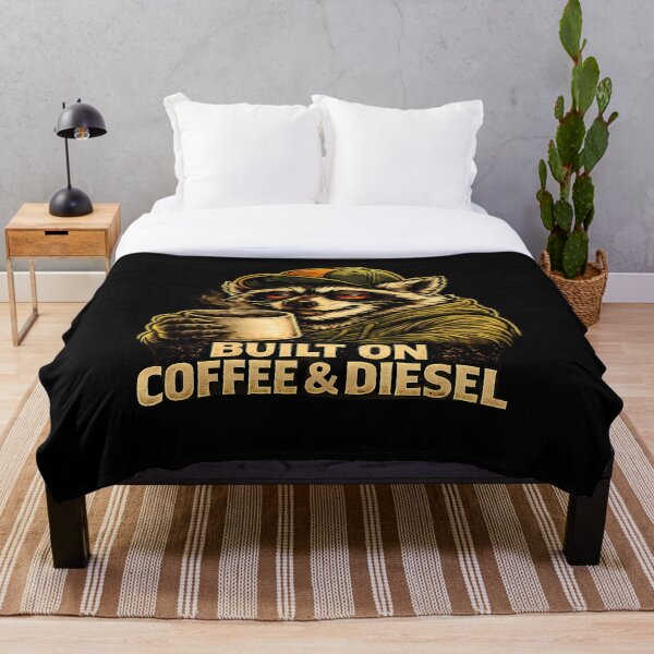 Artikelvorschau, Vintage-Arbeits-T-Shirt „Built On Coffee & Diesel Raccoon Trucker“ entworfen und verkauft von clockedoutwearshop.