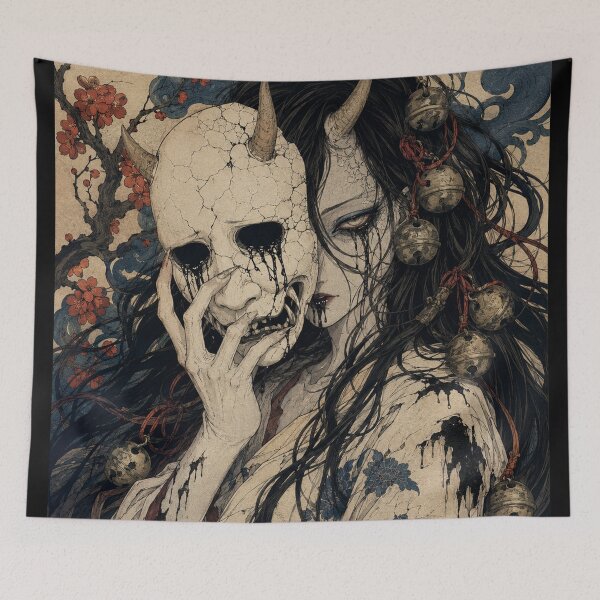 Item preview, Hannya Demon Mask - Vintage Japanese Ukiyo-e Woodblock Print Style designed and sold by bapupa.