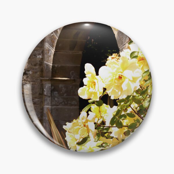 Item preview, Yellow climbing roses next to shaded brick arch designed and sold by KartaKabir.
