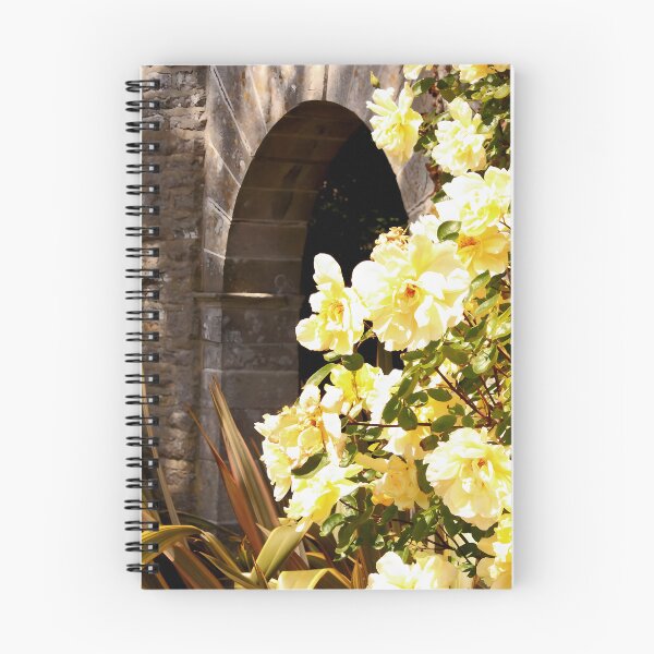 Item preview, Yellow climbing roses next to shaded brick arch designed and sold by KartaKabir.