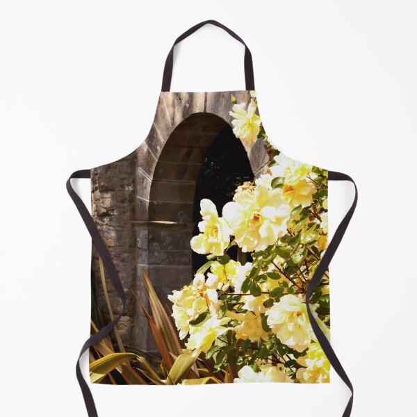 Item preview, Yellow climbing roses next to shaded brick arch designed and sold by KartaKabir.