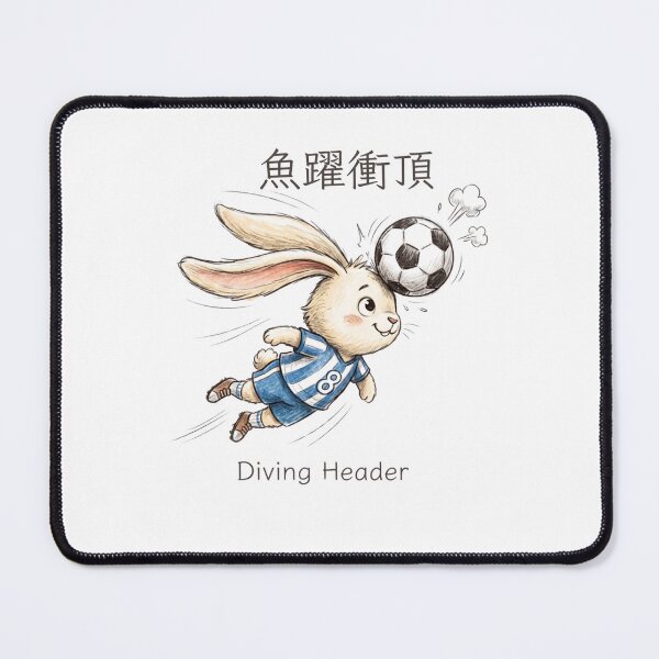 Item preview, Cute Soccer Bunny Diving Header Illustration designed and sold by TaiwanMemory.
