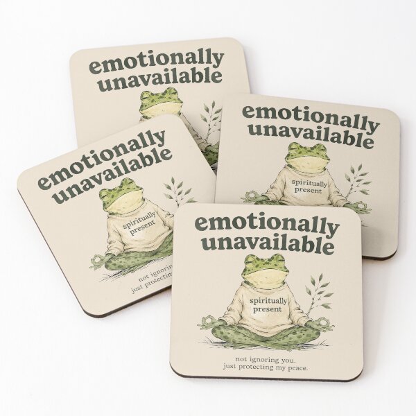 Item preview, Meditating Frog Emotionally Unavailable Spiritually Present Funny Quote designed and sold by bosamji.