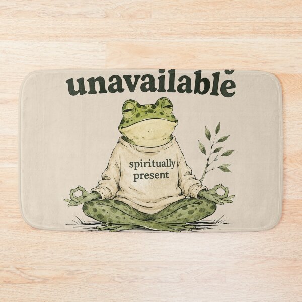 Item preview, Meditating Frog Emotionally Unavailable Spiritually Present Funny Quote designed and sold by bosamji.
