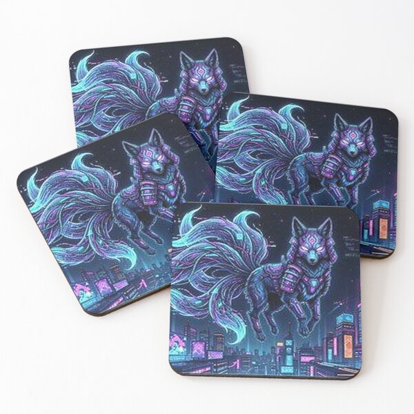 Item preview, Cyberpunk Seven Tailed Fox – Neon Kitsune Over City designed and sold by Neo Tokio.