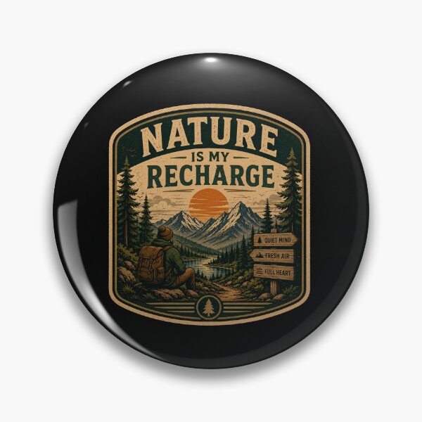 Item preview, Nature Is My Recharge – Retro Hiking Introvert Nature Design designed and sold by MotylekAnia.