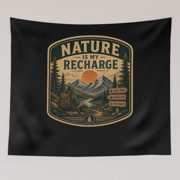 Item preview, Nature Is My Recharge – Retro Hiking Introvert Nature Design designed and sold by MotylekAnia.