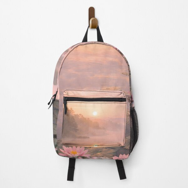 Item preview, Pink Water Lily Lake Sunrise Landscape designed and sold by Yomere.