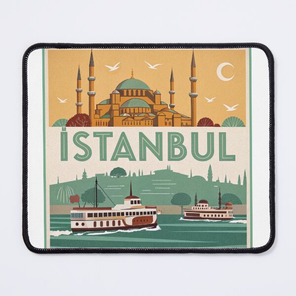 Item preview, Istanbul Travel Poster | Hagia Sophia Mosque & Bosphorus Ferry Art Print  designed and sold by asliberry.