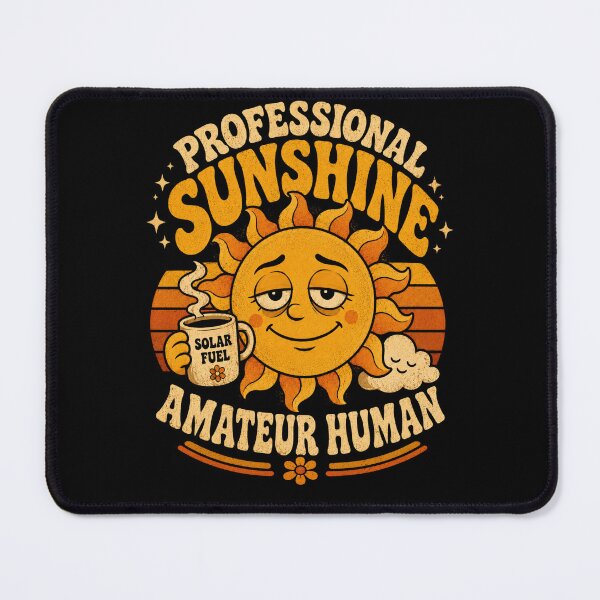 Item preview, Professional Sunshine Amateur Human Retro 70s Tired Sun Coffee designed and sold by FocusedPatterns.
