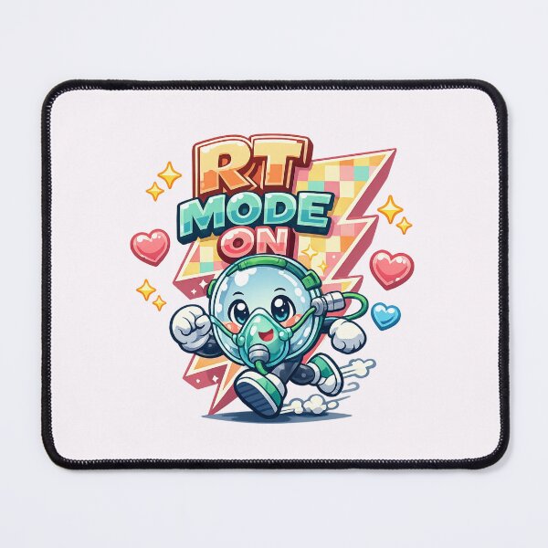 Item preview, RT Mode On Oxygen Mask Clock – Cute Respiratory Therapist Kawaii Mascot Retro Pastel POD Design designed and sold by ClinicalHubs.