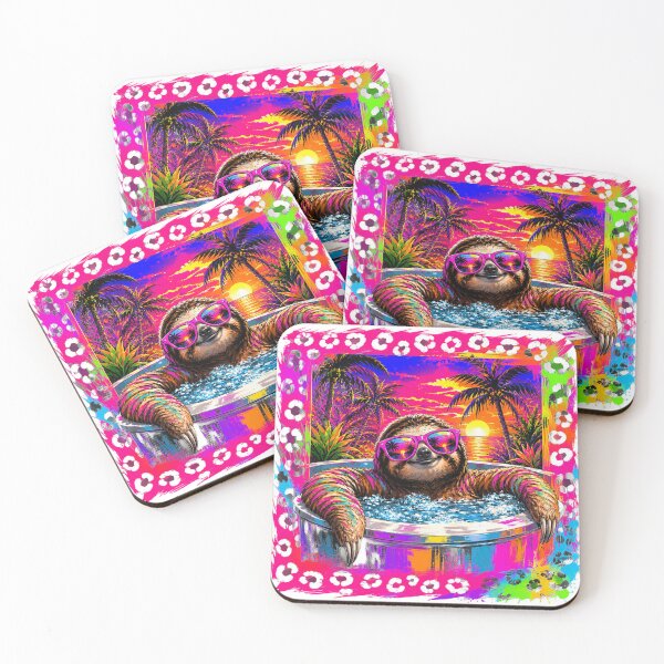 Item preview, Vibrant Cute Sloth Chilling Leopard Print Border Design designed and sold by OlitaMart.