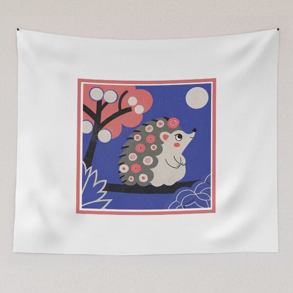 Artikelvorschau, Niedliche Illustration eines floralen Igels unter dem Vollmond entworfen und verkauft von asliberry.