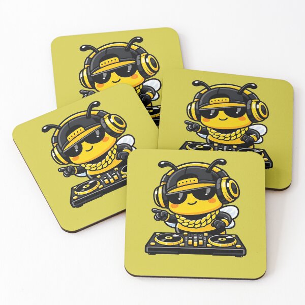 Item preview, Cool DJ Bee with Headphones and Turntable | Funny Hip Hop Bee Art | Swag Bee Music Illustration | Cute DJ Animal Print designed and sold by NeonKawaiiCo.