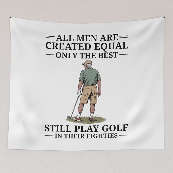 Item preview, All Men Are Created Equal Best Golf in Their 80s Black Text designed and sold by ProjectSingto.