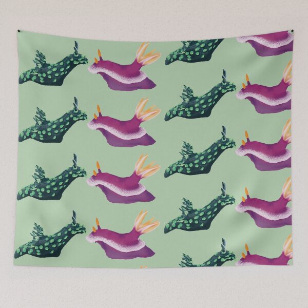 Item preview, Nudibranch duo - sea slug - green designed and sold by Poulpimousse.