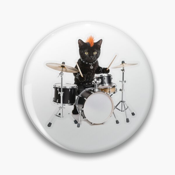 Item preview, Punk Rock Black Cat Drummer designed and sold by Winking-Kitten.