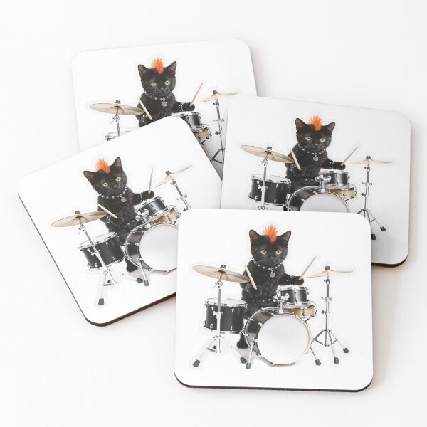 Item preview, Punk Rock Black Cat Drummer designed and sold by Winking-Kitten.