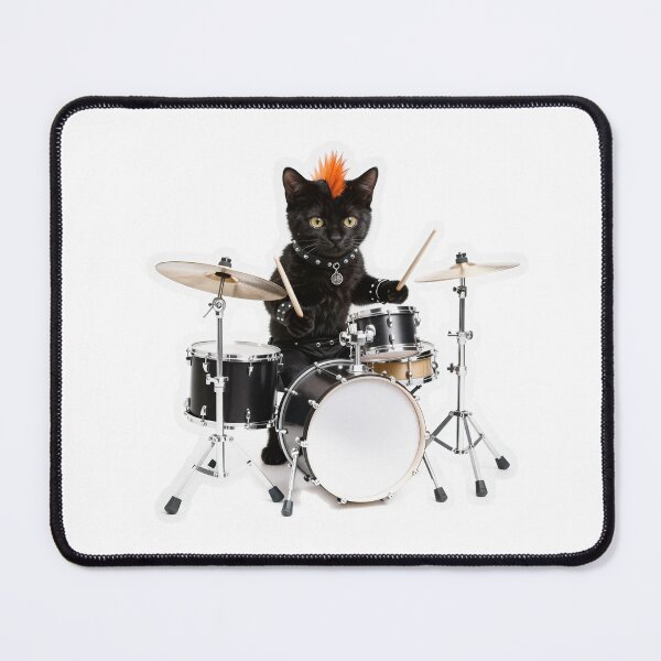 Item preview, Punk Rock Black Cat Drummer designed and sold by Winking-Kitten.
