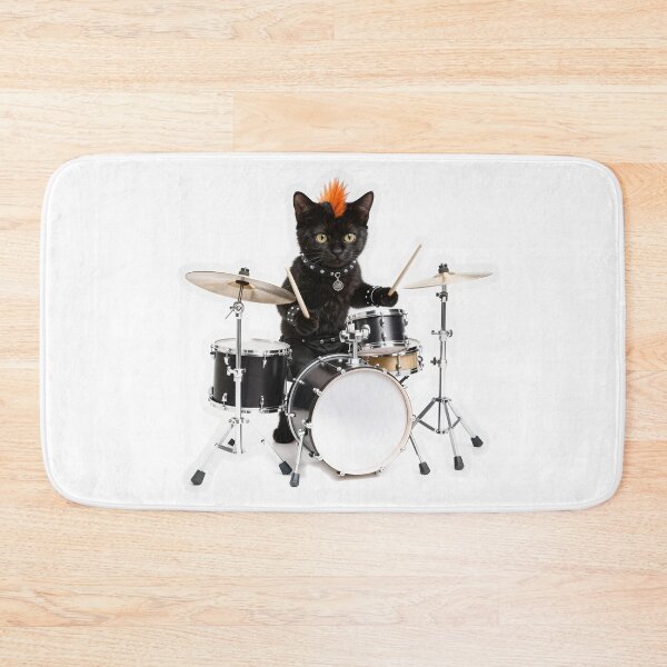 Item preview, Punk Rock Black Cat Drummer designed and sold by Winking-Kitten.
