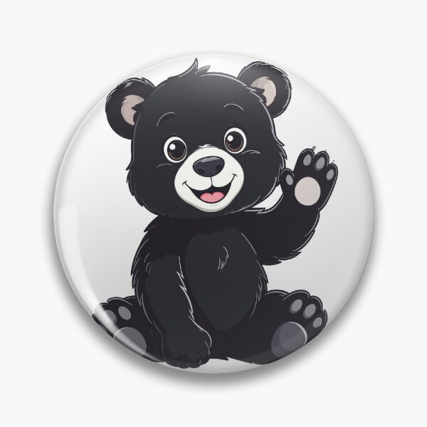 Item preview, Cute Baby Black Bear Sticker - Kawaii Chibi Teddy Bear Print Waving Paw Aesthetic Black Background Nursery Wall Art designed and sold by BestChoiceService.
