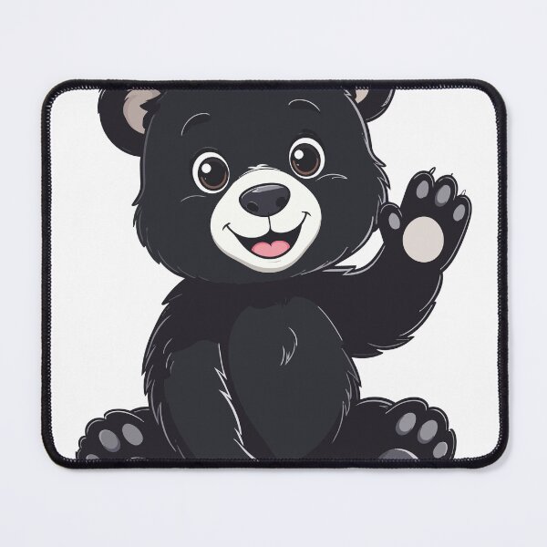 Item preview, Cute Baby Black Bear Sticker - Kawaii Chibi Teddy Bear Print Waving Paw Aesthetic Black Background Nursery Wall Art designed and sold by BestChoiceService.