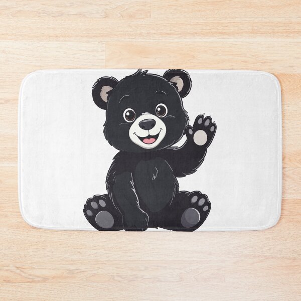 Item preview, Cute Baby Black Bear Sticker - Kawaii Chibi Teddy Bear Print Waving Paw Aesthetic Black Background Nursery Wall Art designed and sold by BestChoiceService.