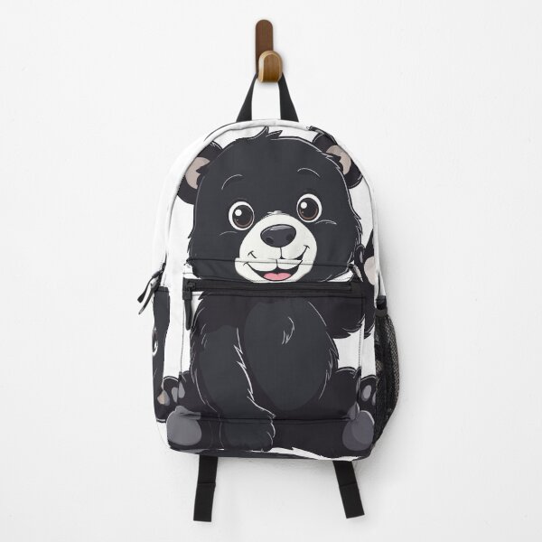 Item preview, Cute Baby Black Bear Sticker - Kawaii Chibi Teddy Bear Print Waving Paw Aesthetic Black Background Nursery Wall Art designed and sold by BestChoiceService.