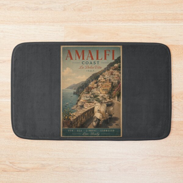 Item preview, Amalfi Coast Vintage Travel Poster | La Dolce Vita Italy Vespa Retro Summer designed and sold by ValentinaHramov.