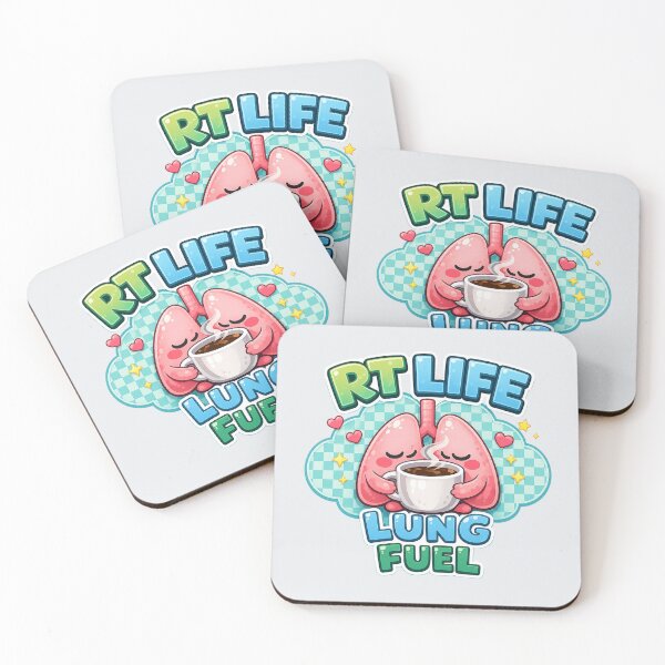 Item preview, LUNG FUEL RT Life Kawaii Respiratory Therapist Clock Design | Cute Coffee Lungs Mascot POD Art designed and sold by ClinicalHubs.