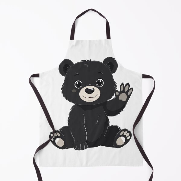Item preview, Cute Baby Black Bear Cub Sticker - Kawaii Chibi Teddy Bear Print Waving Paw Aesthetic Black Background Nursery Wall Art designed and sold by BestChoiceService.