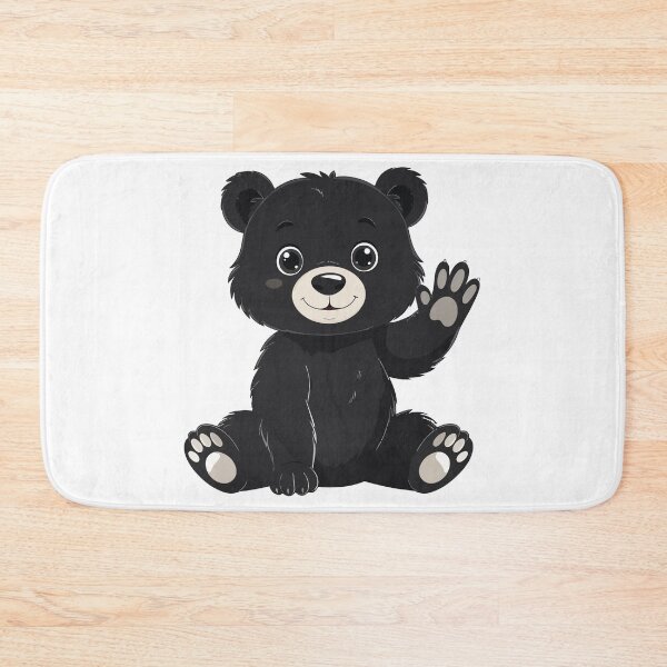 Item preview, Cute Baby Black Bear Cub Sticker - Kawaii Chibi Teddy Bear Print Waving Paw Aesthetic Black Background Nursery Wall Art designed and sold by BestChoiceService.