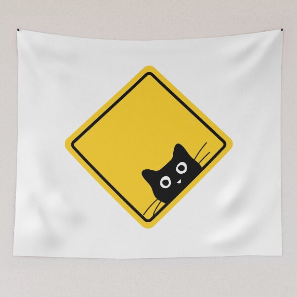 Item preview, Black Funny Sneaky Cat Warning Sign Beware of Cats US Road Sign designed and sold by Artycom.