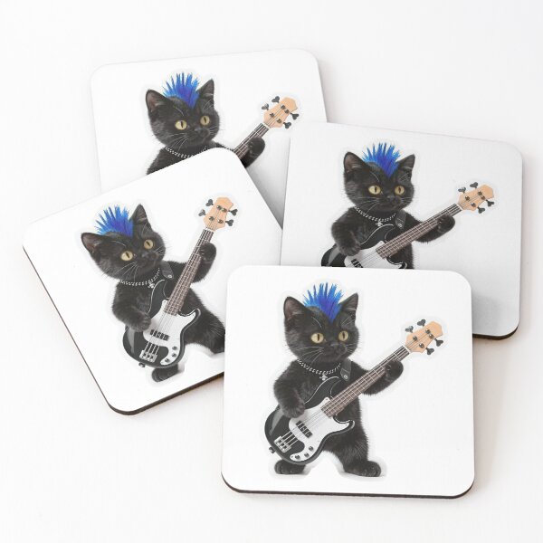Item preview, Punk Rock Black Cat Bass Guitarist designed and sold by Winking-Kitten.
