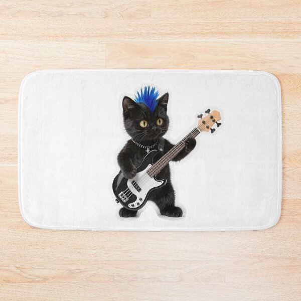 Item preview, Punk Rock Black Cat Bass Guitarist designed and sold by Winking-Kitten.