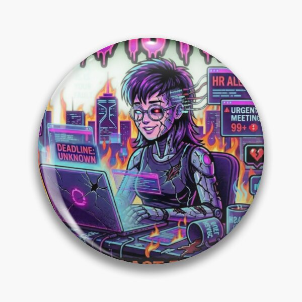 Item preview, Funny Cyberpunk Cyborg 'This Is Fine' Error 404 Work Meme designed and sold by VANTERION.