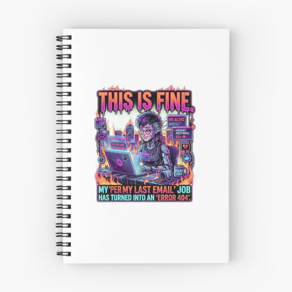 Item preview, Funny Cyberpunk Cyborg 'This Is Fine' Error 404 Work Meme designed and sold by VANTERION.