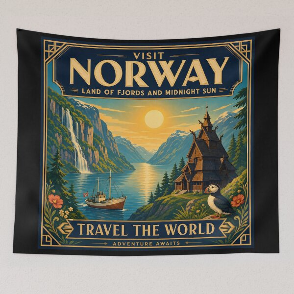 Item preview, Norway Vintage Travel Poster designed and sold by amithc.