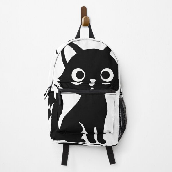 Item preview, Cute Surprised Black Cat Sticker - Kawaii Spooky Silhouette Fox Print Minimalist Void Cat Black Background Wall Art designed and sold by BestChoiceService.