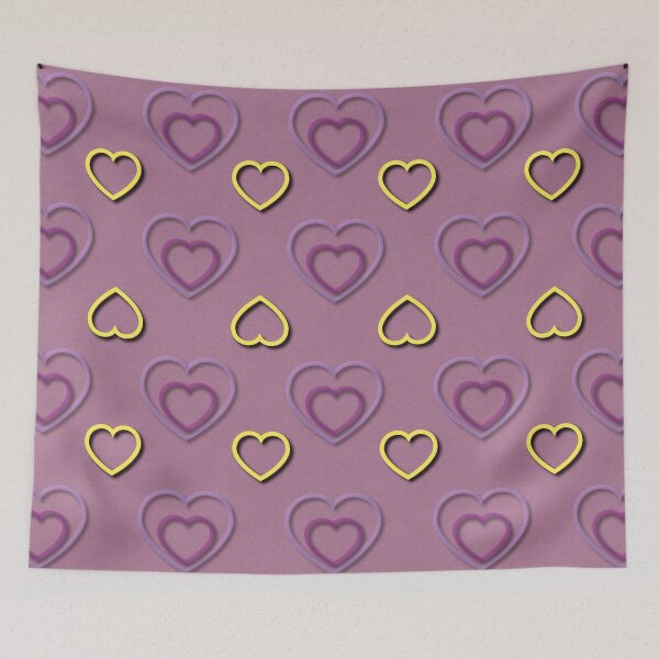 Item preview, Pink Purple Gold Heart Pattern designed and sold by IntelliMindDesigns.